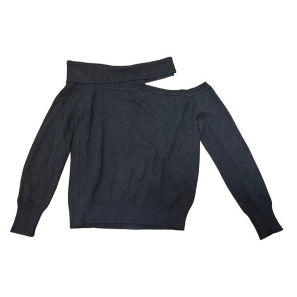 Evereve Black Off-the-Shoulder Knit Sweater Size L - Picture 5 of 9